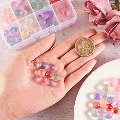 96шт 8 цвета прозрачные окрашенные распылением матовые стеклянные бусины&nbsp;GLAA-CJ0001-40