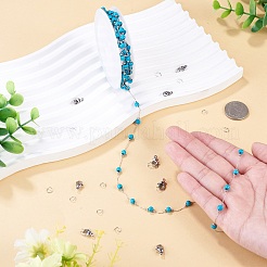 2.5 m handgefertigte synthetische Türkisperlen & runde Gliederketten aus Edelstahl 316&nbsp;DIY-TA0016-15B-P