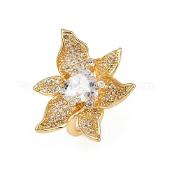 Регулируемые манжетные кольца с микропаве из кубического циркония из латуни&nbsp;RJEW-C139-13G