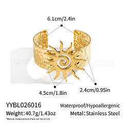 304ステンレススチール製スパイラルサンオープンカフバングル（女性用）  18KGP本金メッキ  内径：2.40インチ（6.1cm）&nbsp;DD9785