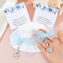 2 sachet de pendentifs en alliage en forme de cœur et en polyester avec nœud papillon&nbsp;HJEW-DC0001-38