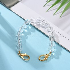 透明アクリルビーズチェーンバッグハンドル  金色の亜鉛合金カニカン付き  バッグストラップ用交換アクセサリー用  透明  20.2cm&nbsp;AJEW-BA00040-01