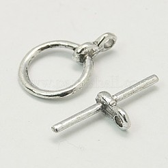 チベット風マンテル  鉛フリー＆カドミウムフリー＆ニッケルフリー  リング  アンティークシルバー  リング：12mm  バー：19x3mm  ホール; 2ミリメートル&nbsp;TIBE-AB2035Y-NF
