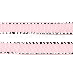 Репсовые ленты с двойными ребрами из серебряной нити SRIB-L012-6mm-001