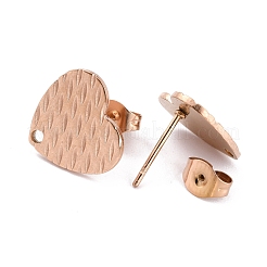 Accesorios para pendientes de botón de acero inoxidable 304 con forma de corazón y revestimiento iónico (IP)&nbsp;EJEW-O104-11RG