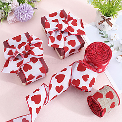 10 m Polyesterband mit Herzaufdruck zum Valentinstag&nbsp;SRIB-CY0001-01B