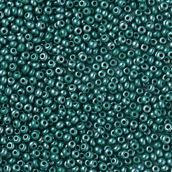 11/0 チェコ不透明ガラスシードビーズ  光沢のある  ラウンド  ティール  2.2x1.5mm  穴：0.7mm  約500 G /袋&nbsp;SEED-N004-003B-31