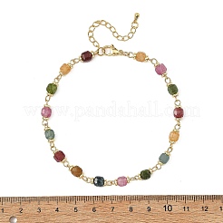 Cavigliere con catena di perline cubiche sfaccettate in tormalina naturale multicolore.&nbsp;AJEW-AN00875