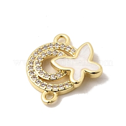 Anello doppio in ottone con micro pavé di zirconi cubici e ciondoli a forma di farfalla&nbsp;KK-A296-24G