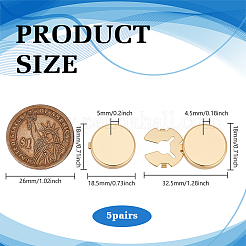 5 пара латунных запонок&nbsp;BUTT-FG0001-57G