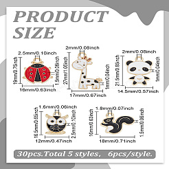 30 шт. 5 стиля подвески из сплава и эмали с изображением животных&nbsp;ENAM-LP0002-50