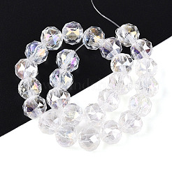 Нити из прозрачных круглых бусин с цветным покрытием ab&nbsp;EGLA-T029-8mm-12T-18