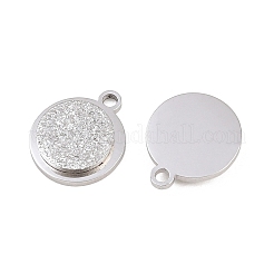 304ステンレススチールチャーム  テクスチャのあるフラットラウンドいチャーム  ステンレス鋼色  10.5x9x2mm  穴：1.2mm&nbsp;SA-H001-02P