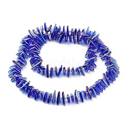 電気メッキ透明ガラスビーズ連売り  虹メッキ  三角形  ブルー  9x15.5~16mm  穴：1mm  約120個/連  24.57~25.67''（62.4~65.2センチメートル）&nbsp;EGLA-R114-01D