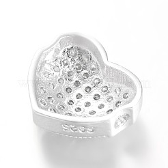 Сердце латунные микро проложить кубического циркония бусы&nbsp;ZIRC-L051-13P-FF
