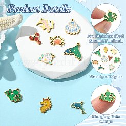 9 шт. 9 стиля эмалевых подвесок из нержавеющей стали 304&nbsp;STAS-CJ0003-25