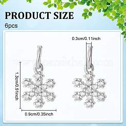 6 шт. 925 подвески в виде снежинок из стерлингового серебра с микропаве из прозрачных кубических цирконий PALLOY-WR00007