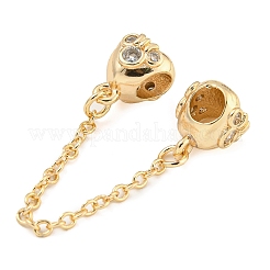 Покрытие стойки латунные микропаве кубический цирконий европейские бусины с предохранительными цепями&nbsp;KK-F089-30G