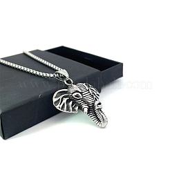 Винтажные ожерелья из нержавеющей стали со слоном для мужчин и женщин BU1336