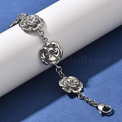 Браслеты-цепочки с цветочным узором из нержавеющей стали 304 для женщин BJEW-A033-03P