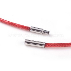 ワックスポリエステルコードネックレス作り  304ステンレススチール留め具付き  レッド  18.11インチ（46cm）  2mm&nbsp;MAK-I011-05-A-02
