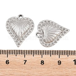 304ステンレススチールペンダントラインストーンセッティング  ハート型チャーム  ステンレス鋼色  20.5x17x4mm  穴：1.6mm  1mmのラインストーンに適する&nbsp;STAS-L317-48P