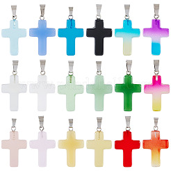 17pcs 17 Farben transparente Glasanhänger&nbsp;GLAA-TA0003-75