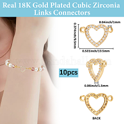 10 Stück Messing Micro Pave klare Zirkonia Verbindungen/Verbinder&nbsp;KK-BBC0018-22