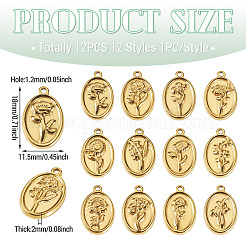 12 Stück 12 Stile 304 Edelstahlanhänger&nbsp;STAS-TA0005-92