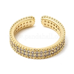 Латунные кольца-манжеты с микропаве из прозрачных кубических цирконий&nbsp;RJEW-Z136-03G