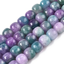 Teñidos naturales blancas abalorios de jade hebras&nbsp;G-T138-D18
