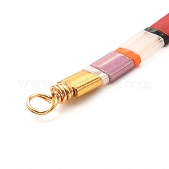 ガラス日本のシードビーズペンダント  環境に優しい銅パーツ  ミックスカラー  50x5x4mm  穴：2.8mm&nbsp;PALLOY-JF00986