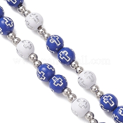 Четки из акрила и пластика CCB с подвеской в виде креста из сплава.&nbsp;NJEW-JN05856-02