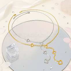 2 шт. 2 цвета 304 нержавеющая сталь цепочка в форме сердца y ожерелья для женщин&nbsp;NJEW-HY0001-21