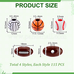 460 шт. 4 вида акриловых бусин в спортивном стиле&nbsp;MACR-GA0001-10
