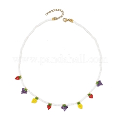 Conjuntos de collares y pulseras con dijes de frutas: fresa&nbsp;SJEW-MZ00015