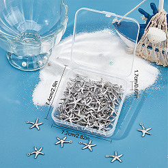 316サージカルステンレススチールペンダント100個  ヒトデチャーム  ステンレス鋼色  18x15x2mm  穴：1.2mm&nbsp;STAS-SC0004-45