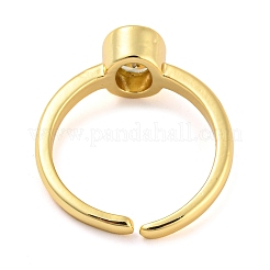 Кольцо-солитер из латуни овальной формы с микропаве из кубического циркония&nbsp;RJEW-Q782-03G