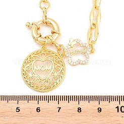 Muttertags-Halskette aus Messing mit mikro-pavé-gefassten&nbsp;NJEW-A071-05G