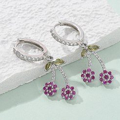 Латунные кубических серьги циркония обруч EJEW-R016-16P