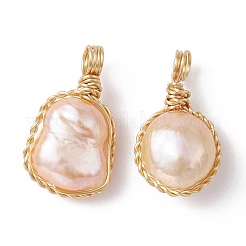 Подвески из медной проволоки с натуральным культивированным пресноводным жемчугом PALLOY-JF02201