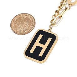 Ионное покрытие (ip) 304 нержавеющая сталь черная эмаль h прямоугольник кулон витая цепочка ожерелья для женщин&nbsp;NJEW-M078-01G