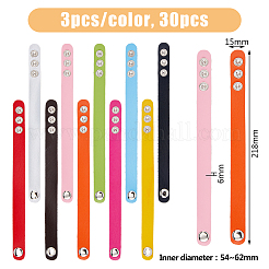 30шт. 10 цвета искусственной кожи простые однотонные браслеты-шнурки набор BJEW-DC0001-05