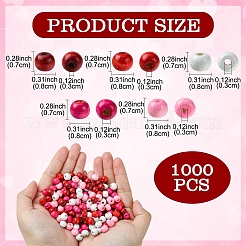 1000шт 5 цвета День святого Валентина круглые окрашенные бусины из натурального дерева&nbsp;WOOD-YW0001-13