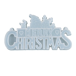 クリスマスDIYペンダントシリコンモールド  樹脂の鋳造型  UVレジン用  エポキシ樹脂ジュエリー作り  単語メリークリスマスと父のクリスマス＆エルクのクリスマストナカイ/クワガタ  ホワイト  150x270x14mm  穴：4mm&nbsp;DIY-D049-11