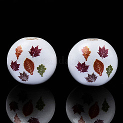 Perles en bois naturel imprimé halloween&nbsp;WOOD-S057-089