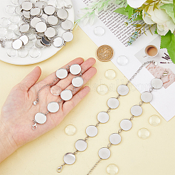 8 шт. браслеты из нержавеющей стали 304 с круглыми кабошонами&nbsp;BJEW-AB00019