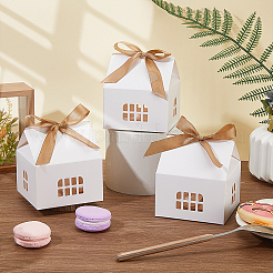 Scatole regalo di carta a forma di casa&nbsp;CON-WH0001-43A-01