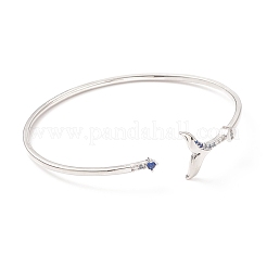 Bracelet manchette queue de baleine zircon cubique bleu&nbsp;BJEW-C018-01P