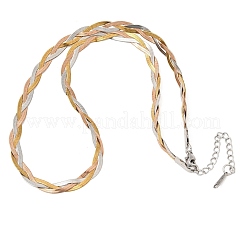 Colliers unisexes en acier inoxydable 304 tressé à maille serpent plate&nbsp;NJEW-K305-12A-M
